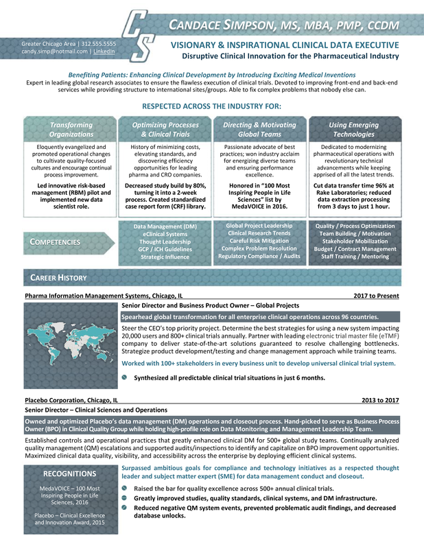 Clinical Data Executive Resume Sample