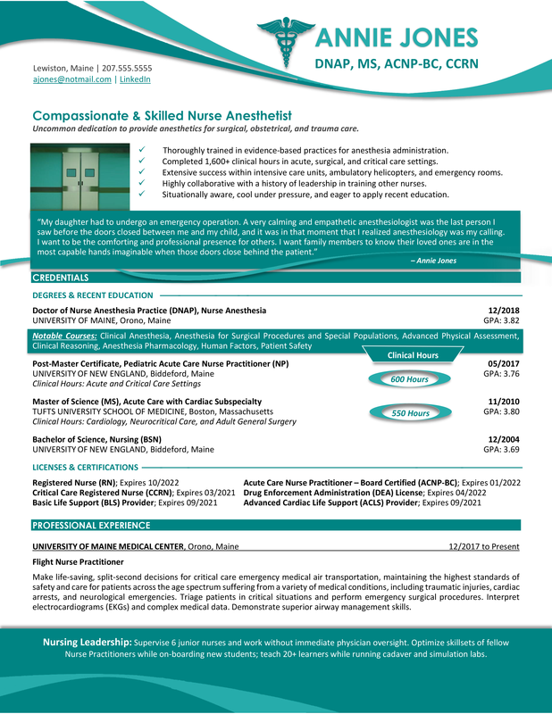 Nurse Anesthetist Resume Example