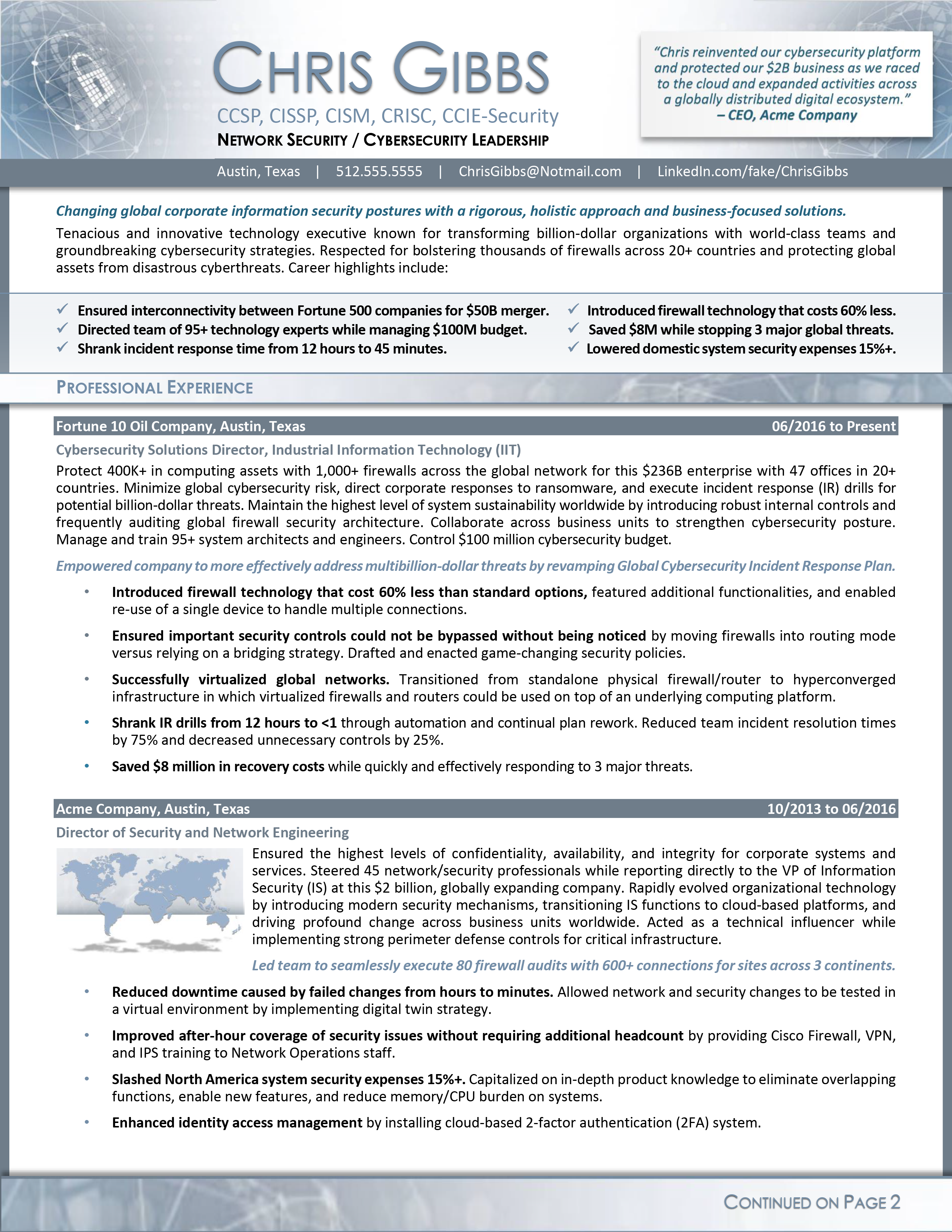 Network Security Cybersecurity Resume Example