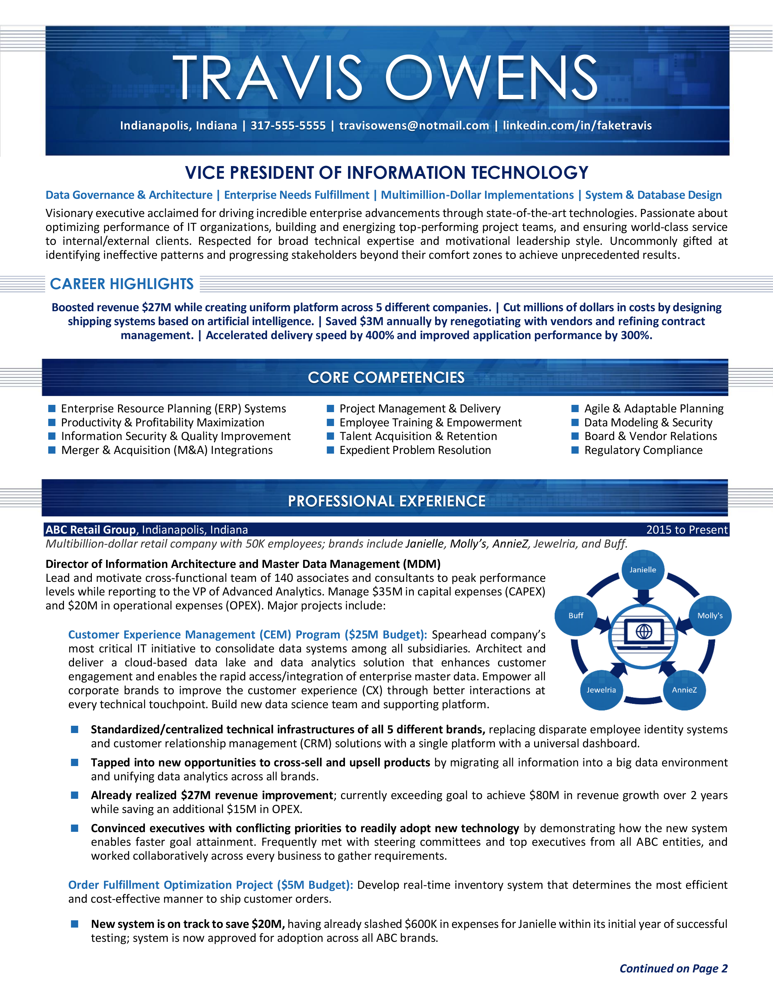 Vice President of IT Resume Example