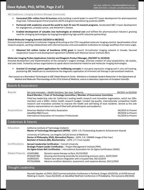 Chief Technology Innovation Officer Resume Example