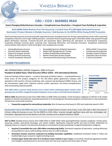 CEO COO Resume Example