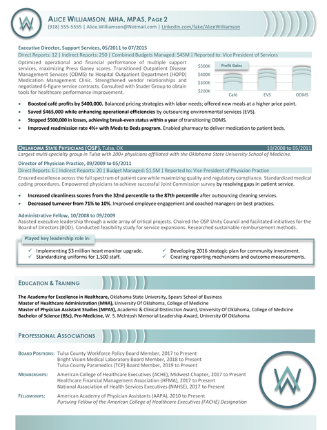 VP of Healthcare Operations Resume Sample